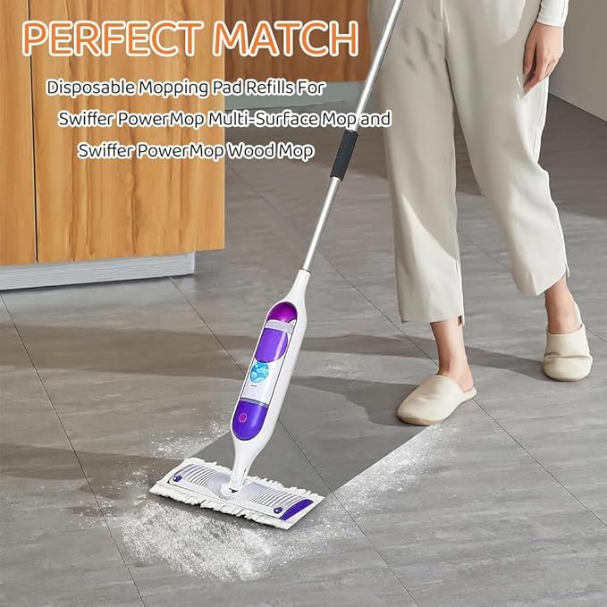 Replacement Pads for S.wiffer PowerMop Disposable Mop Pads, Wood Mopping Pad Refills, Spare Pack for Floor Cleaning, 25 Count