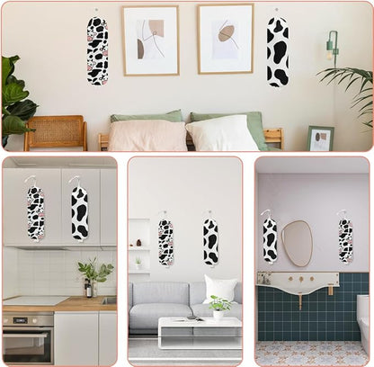 2Pcs Cow Plastic Bag Holder 22.5x9 Inch, Cute Cows Wall Mount Plastic Bag Organizer with Drawstring, Reusable Grocery Bags Storage Dispenser for Home Kitchen Pantry Decor, Cow Gifts for Women Mom