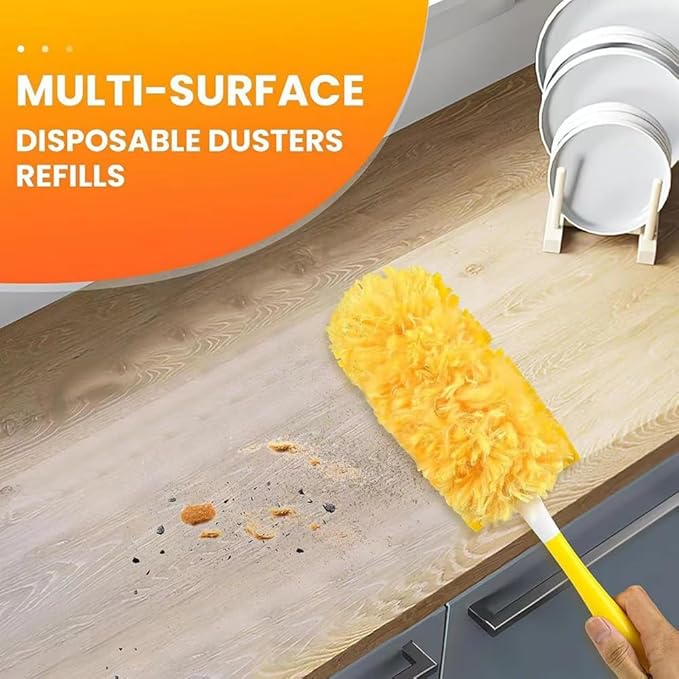 360° Duster Refills Kit for Duster, 30 Pack & 1 Handle, Multi-Surface Dusters with 4X Microfibers. Efficient Duster Kit for Cleaning Pet Hair, Home, Office, Blinds, Furniture and More