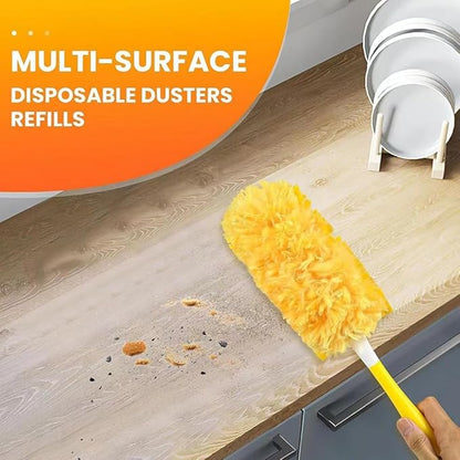 360° Duster Refills Kit for Duster, 30 Pack & 1 Handle, Multi-Surface Dusters with 4X Microfibers. Efficient Duster Kit for Cleaning Pet Hair, Home, Office, Blinds, Furniture and More