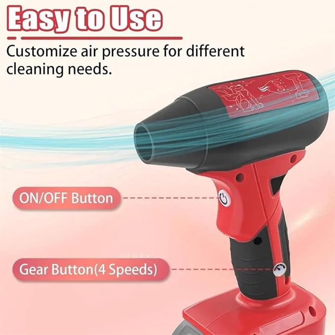 Jet Fan Mini Blower,Cordless Air Duster Comaptible with Milwaukee 18V Batteries,Handheld 130000RPM 4-Speed Turbo Dryer Blower for Car, Keyboard, Pet Hair Drying,Fallen Leaves(no Battery)