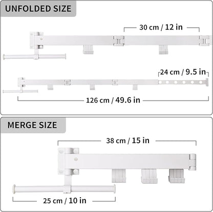 RFOUO Wall Mounted Clothes Drying Rack,Drying Rack Clothing Wall Mount with Foldable Features(Tri-Fold),Space Saver,Wall Mounted Drying Rack for Laundry Balcony Bathroom (White)