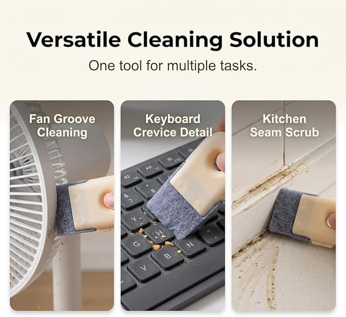 Magic Window Track Cleaner, Window Groove Cleaning Brush Tools Set, for Slides Grooves, Tile Grout Lines, Shutter Slats, Car Ac Vents & Narrow Gaps (Mix 3Pcs)