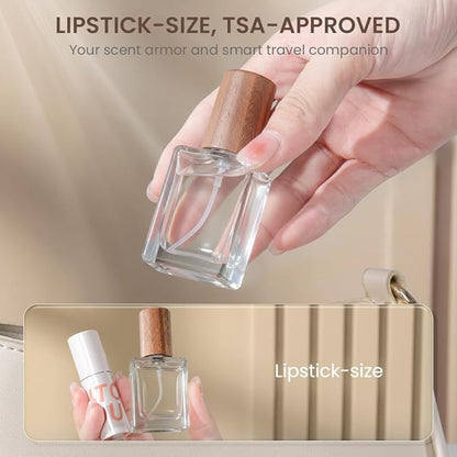 Perfume Atomizer, Glass Perfume Container,Travel Bottle Refillable, Empty Portable Leakproof Frangrance Spray Bottle (Beech 5pcs 15ml/0.5oz)