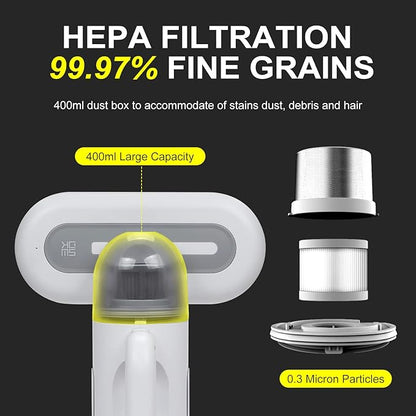 Portable Mattress Vacuum Cleaner 400W Professional Bed Vacuum Cleaner Corded High Frequency Double Beat 15Kpa Powerful Suction Handheld Vacuum for Bed Mattress Pillow Sheet Sofa Vacuum Cleaning