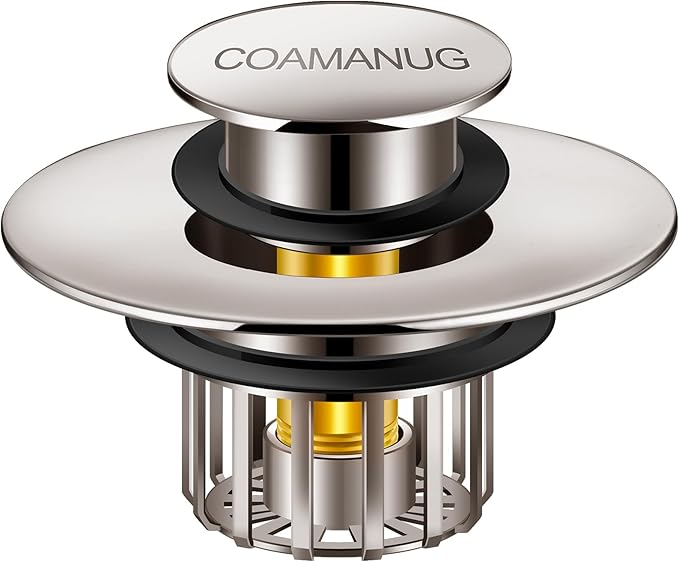 COAMANUG Bathtub Stopper | Pop-up Tub Stopper with Strainer, Shower Drain Hair Catcher | Bathroom Drain Plug | Drain Protector for 1-1/2 to 1-3/4" Bath Drain Hole