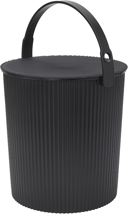Hachiman Extra Large Bucket - 5.3 Gallon Heavy Duty Bucket with Lid and Handle - Hands-Free Filling - Easy to Stack and Store - Indoor Outdoor Use - 13.3" x 13" - Black