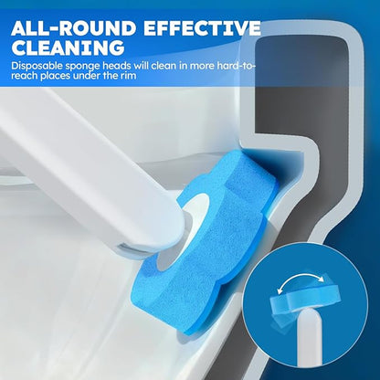 Disposable Toilet Brush 2 Pack- Toilet Brush and Holder Set, Toilet Bowl Brush, Each Toilet Wand with 10PCS Brush Refills for Bathroom Deep Cleaning (2 Pack, White)