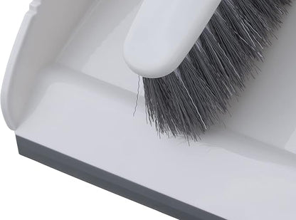 Dustpan and Brush Set, Hand Broom with Ergonomic Grip Handle - Rubber Edge for Easy Dirt Pickup, Durable Material - Grey & Blue Hand Brush by Superio, 2-Pack (Gray, 2-Pack)