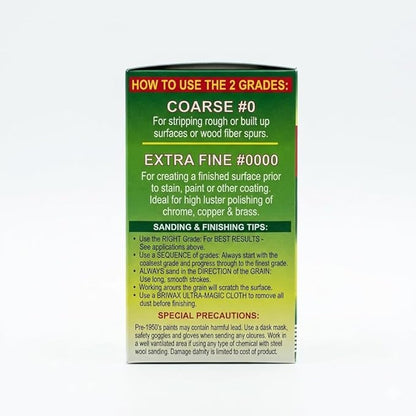 Briwax 0000 Steel Wool Scrubber, 100 Percent Oil-Free, Extra Fine