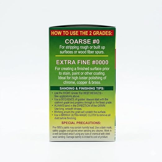 Briwax Oil-Free Steel Wool 0000, 2 Pack