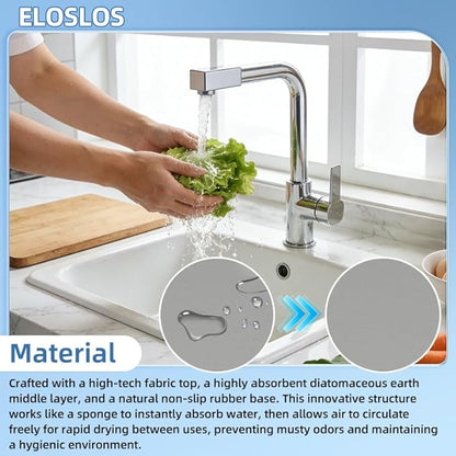 2Pcs 30"L x 5.5"W Customizable Sink Faucet Mat for Kitchen Sink 2 Holes & 3 Holes, DIY Cut for Oval/Rectangle/Square Faucets, Extra Long Quick-Drying Absorbent Splash Guard Counter Protector, Gray