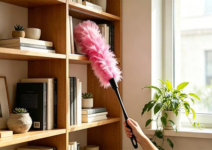 2 PCS 14 Inch Turkey Feather Duster, Gentle Style Dusting Tool for Home/Office Delicate Surfaces (Lake Blue)
