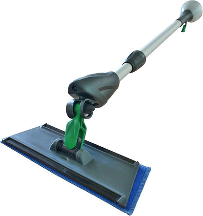 Cleano 5' Telescopic Indoor Window and Surface Cleaning System - Cleaning Reach of Over 10 feet | Micro Spray Delivers Water and Solution | Refillable Solution Globe | Includes 3 Cleaning Pads