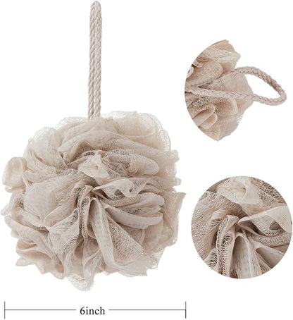 Bath Sponges, Shower Loofah for Body Exfoliation(3 pcs, Brown&Gray&Pink)