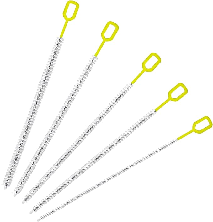 Extra Long 10 Inch Straw Cleaner Brush, Heavy Duty Thin Bristle Straw Brushes for Cleaning, Reusable Metal Straw Cleaner Brush Set for Stanley Cup, Glass Pipe & Drinking Straws (5-Pack)