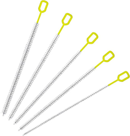 Extra Long 10 Inch Straw Cleaner Brush, Heavy Duty Thin Bristle Straw Brushes for Cleaning, Reusable Metal Straw Cleaner Brush Set for Stanley Cup, Glass Pipe & Drinking Straws (5-Pack)