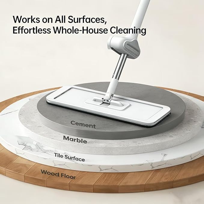 Wet Dry Flat Microfiber Mop for Hardwood Floors, 6 Washable Pads Included, 360° Swivel Mop for Home Kitchen Tile & Laminate Floors