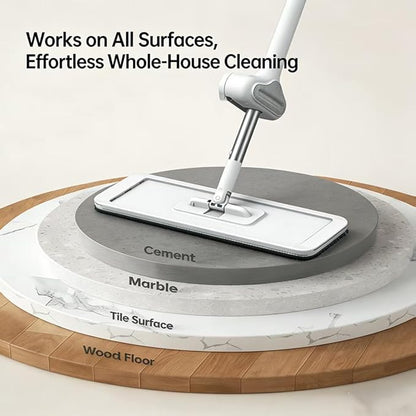 Wet Dry Flat Microfiber Mop for Hardwood Floors, 6 Washable Pads Included, 360° Swivel Mop for Home Kitchen Tile & Laminate Floors
