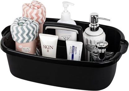 Large Cleaning Supplies Caddy Portable Shower Basket Supply Organizer with Handle Plastic Bucket Tool Storage for Bathroom, Bedroom, Kitchen, College Dorm, Garden, Black