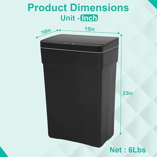 BestOffice 13 Gallon Trash Can Automatic Kitchen Trash Can Touch Free High-Capacity Garbage Can with Lid for Bedroom Bathroom Home Office 50 Liter (Black, 1) (2, Black)