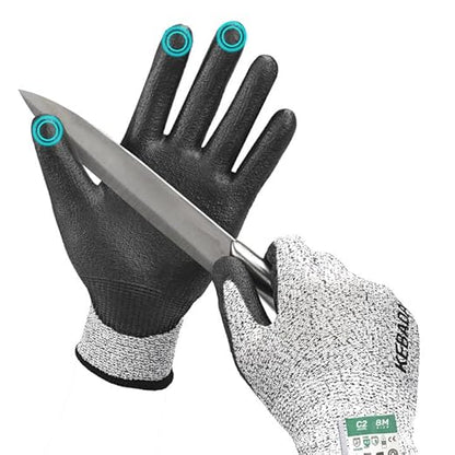 Kebada Cut Resistant Gloves, ANSI A2 Cutting Glove, PU Coated, Touchscreen, Multi-Purpose Model C2, 1 Pair, X-Large
