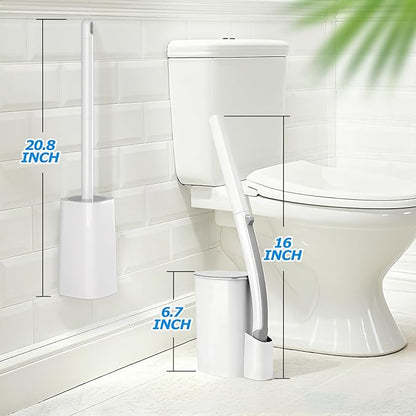 Disposable Toilet Brush&Toilet Bowl Brush and Holder Set - Toilet Scrubber Brush,Toilet Bowl Cleaners,Household Essentials,Cleaning Supplies,White
