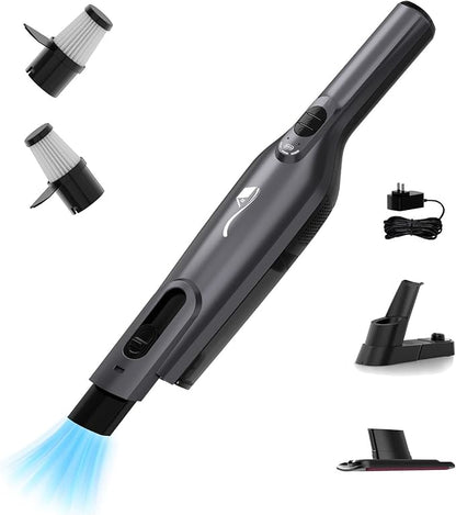 Cordless Handheld Vacuum, Lightweight Portable Hand Vacuum Cleaner with LED Light,Rechargeable Hand Held Vacuum with One-Touch Empty, Powerful Suction for Office, Home,Car, Silver