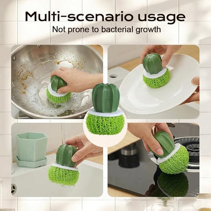 Comfort Grip Soap Dispensing Kitchen Scrub,Soap Dispensing Dish Brush,Replaceable Cleaning Brush,Dispenser has Non Slip Handle for Cleaning Dishes, Pots, Pans,Sinks (A)