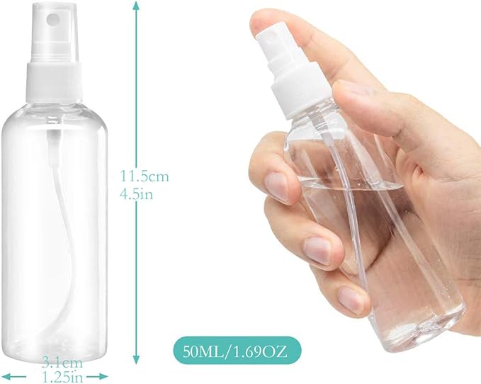 ZALUJMUS 50ml Mini Empty Travel Spray Bottles with Labels, Set of 3, 50ml