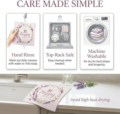 Kitchen Towels Swedish Dishcloths - 6 Count Reusable Paper Towels Washable, Cellulose Sponge Dish Towels for Kitchen Cleaning, Ultra Absorbent Odor Free Eco Friendly Biodegradable Cleaning Rags