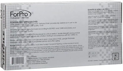 ForPro Disposable Nitrile Gloves, Chemical Resistant, Powder-Free, Latex-Free, Non-Sterile, Food Safe, 4 Mil