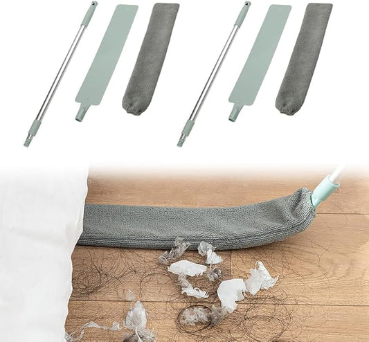 2025 Upgraded Retractable Gap Dust Cleaning Artifact |Extendable Duster for Hard-to-Reach Areas |Reusable Washable Dusting Wand for Home,Ceiling,Blinds,Under Furniture (Light Blue, 2 PCS)