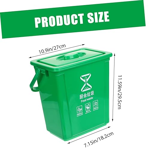 Garneck Bucket with Lid and Sturdy Handle Indoor Kitchen Waste Pail for Food Scraps Practical Plastic Bin for Household Waste Sorting and Easy Carrying
