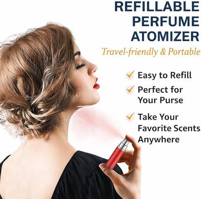 4 Pcs Refillable Perfume Atomizer, Travel Perfume Bottle Refillable and Leak-Proof, Portable Empty Cologne Atomizer, Mini Refillable Perfume Bottle for Pocket, Easy to Refill Decant Sprayer (10 ml)