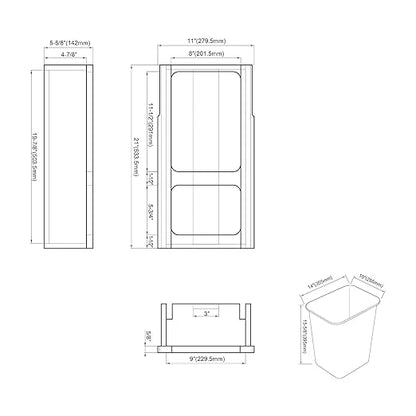 Dowell B15 Wood Base Wastebasket Pullout with 20Qt Plastic Bin (4006 0115)