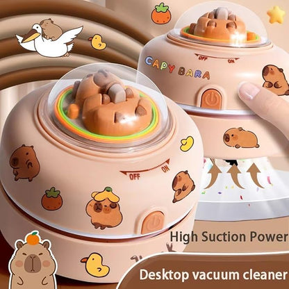 Mini Desktop Vacuum Cleaner, 1set Cute Capybara Table Dust Sweeper, Cordless Dust Cleaner for Home School Office Computer Keyboard