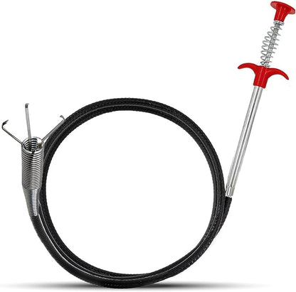 61" Drain Snake with Grabber Claw, Flexible Grabber Tool for Hair Clogs, Plumbing Auger for Sink, Tub, and Pipe Clog Remover