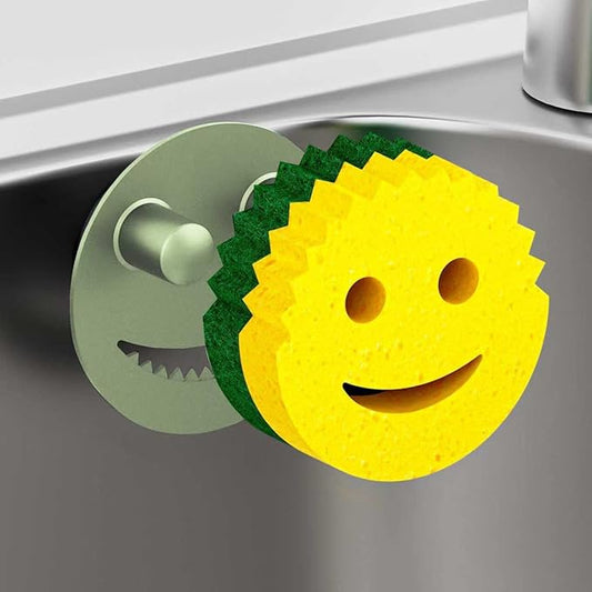 Kontoyo Sponge Holder for Kitchen Sink,Sink Caddy Organizer with Suction Cup Installation for Kitchen/Bathroom, Self Draining,Sponge Caddy for Holding Smiley Sponges-Green