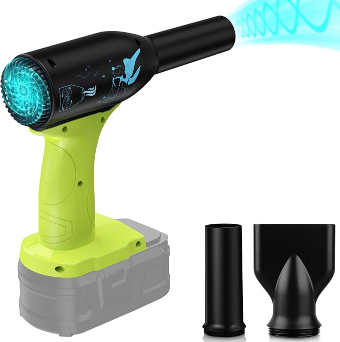 Jet Dry Blower 500W, 400G Wind Speed Compressed Air Duster, 3 Gear Adjustable, Compatible with Ryobi 18V Battery, Cordless Mini Jet Fan for Car Drying, Keyboard & Electronics Cleaning