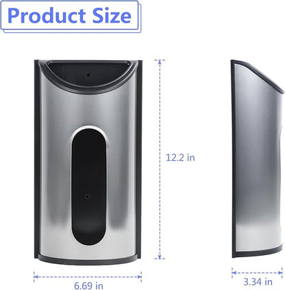 Magnetic Wall Mounted Trash Bag Holder, Grocery Bag Holder Stainless Steel Kitchen Trash Bag Organizer Anti-Fingerprints Magnet and Scraw for Kitchen Garage Barn Storage Room