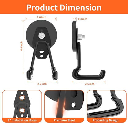ENUODA Strong Magnetic Hooks Heavy Duty Upgraded Large Magnets with Hooks Magnetic Garage Hooks for Hanging Shovel, Broom, Wreath, Garden Tool, Toolbox, Shed, Garage, Locker, 4PCS