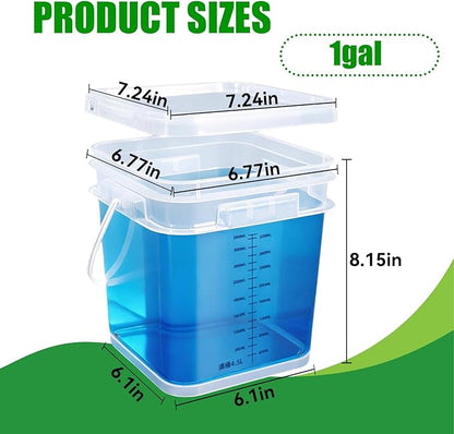 ASEVAT 5 Pack Sourdough Proofing Box with Lids,4 Quart Square Food Storage Containers - Commercial Grade Meat Prep Tub for Marinating,Heavy Duty Plastic Deli Containers, Graduated Scale, Freezer Safe