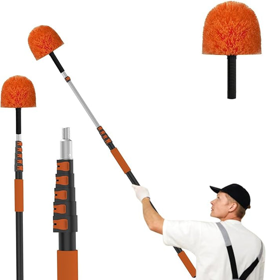 LAANPOLE 24FT Cobweb Duster with Extension Pole, Spider Web Brush for Cleaning Extendable, Professional Ceiling and Corner Dusters for Outdoor Indoor Use