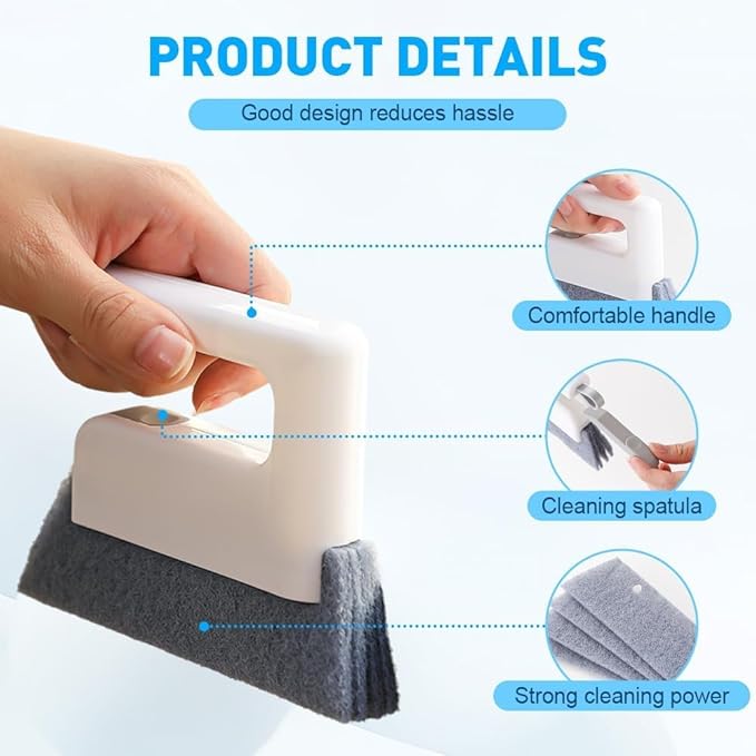 Window Track Cleaner,Multifucation Window Groove Cleaning Brush Tools Set,Sliding Door Track Cleaner Tool,Handheld Cleaning Brush for Window lides Gaps,Shutter Slats,Car Vents (2PC White)