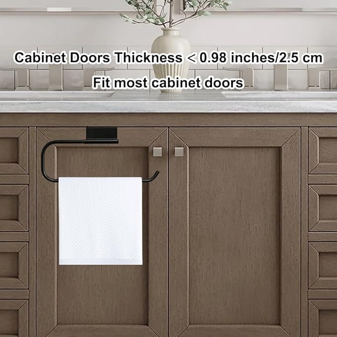 Stainless Steel Cabinet Door Paper Towel Holder and Trash Bag Holder for Kitchen Cabinets Doors and Cupboards, Under Sink Paper Towel Storage and Garbage Bag Holder