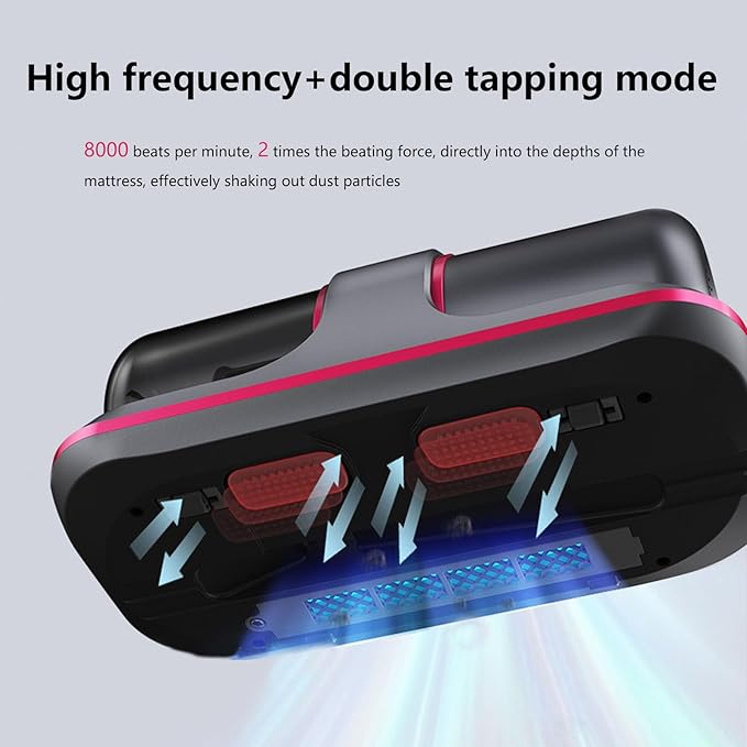 Handheld Vacuum Cordless Rechargeable,8kpa Suction,Strong Double Beat Mode, 8000 Beats Per Minute - Powerful Vacuum Cleaner for Mattress,Sofa & Carpets (Silvery)