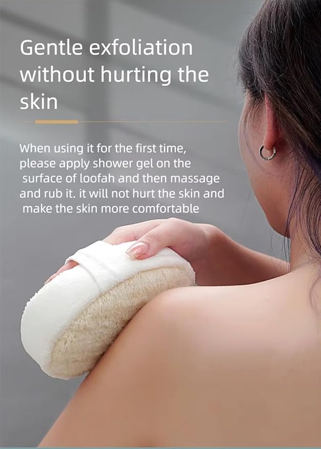 Natural Loofah Sponge – Exfoliating Body & Face Scrubber with Hand Strap, Plant-Based Shower & Bath Loofah Pad, Best Spa-Grade Skin Care for Men, Women & Bikini Area, Eco-Friendly Luffa, 1 Count