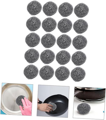 Ciieeo 20pcs Metal Pot Scrubbers Cleaning Balls for Pots Pans Baking Heavy Duty Dish Scrubbers for Effortless Grease Removal