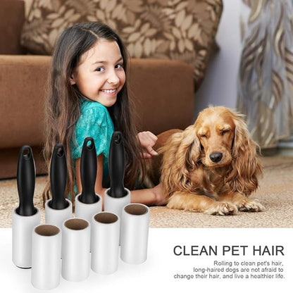 Lint Roller for Pet Hair - 480 Sheets, 4 Handles & 8 Refills, Easy-Peel Diagonal Cut, Strong Adhesive for Clothes, Furniture, Car, Dog & Cat Hair Remover